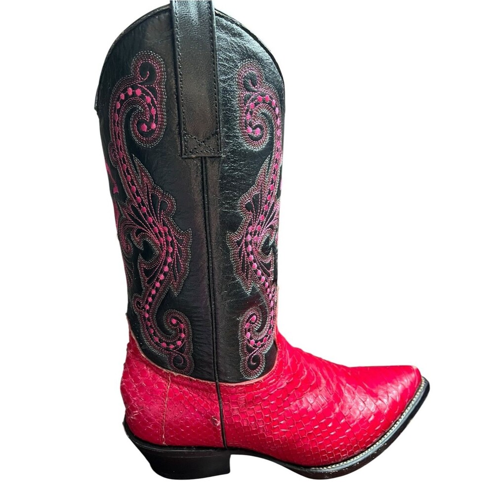 Circle G Fuchsia Pink Python Leather Western Boots 8.5 Cowgirl Rodeo Indie Glam